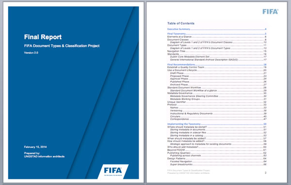 Cover page & table of contents for the final report.